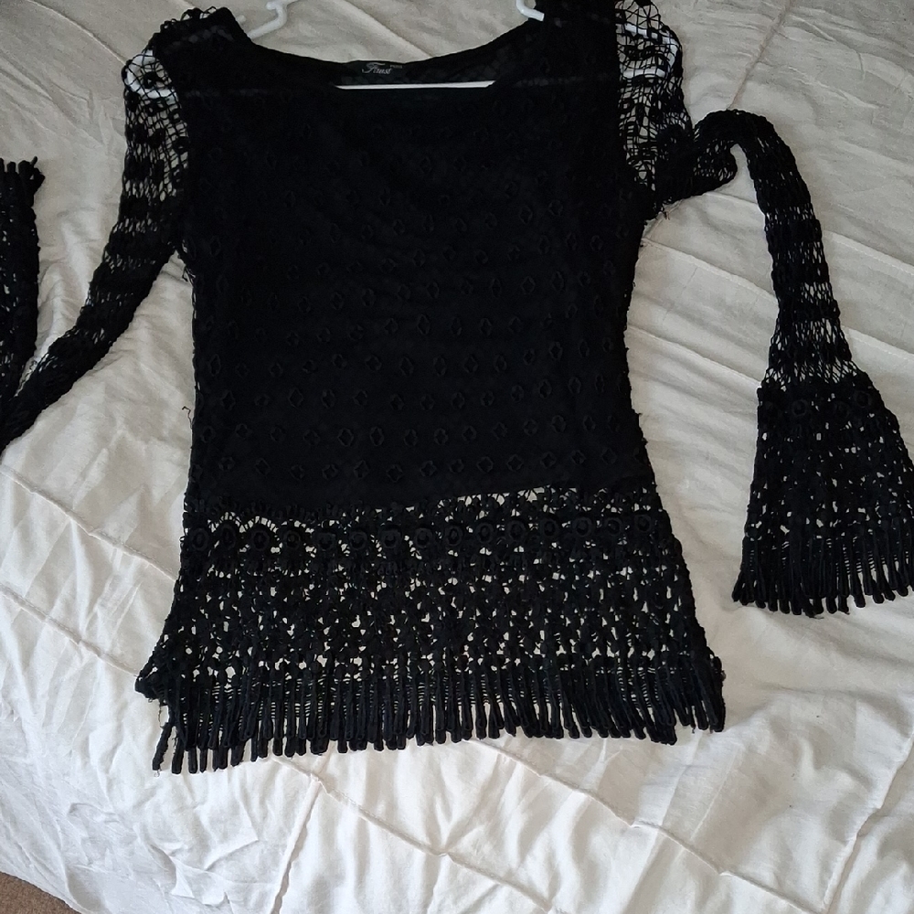 Faust Paris Black Crochet Top